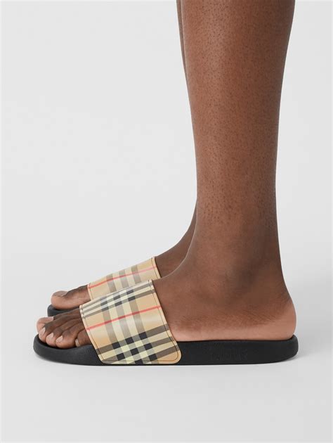 burberry slides men|men's Burberry leather slide shoes.